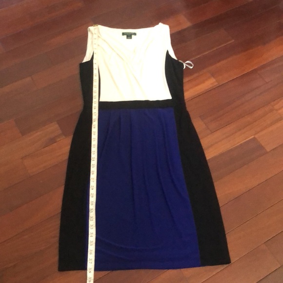 Lauren Ralph Lauren sleeveless color block shift dress white blue and black - Picture 9 of 11